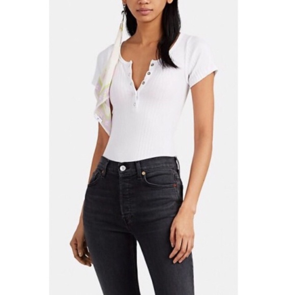 revolve Tops - NWT 🎈Re/done short sleeve Henley Bodysuit Size L